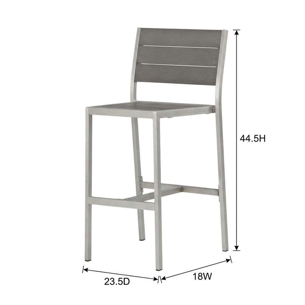 Outdoor Patio Aluminum Armless Bar Stool Set Of 2 With Durable Frame. Picture 7
