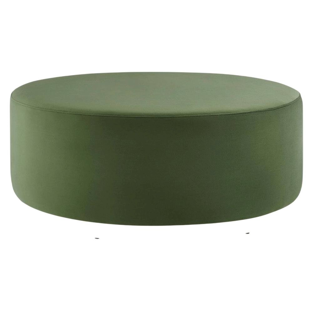 Performance Velvet Upholstered Outdoor Ottoman In Neutral Color. Picture 1
