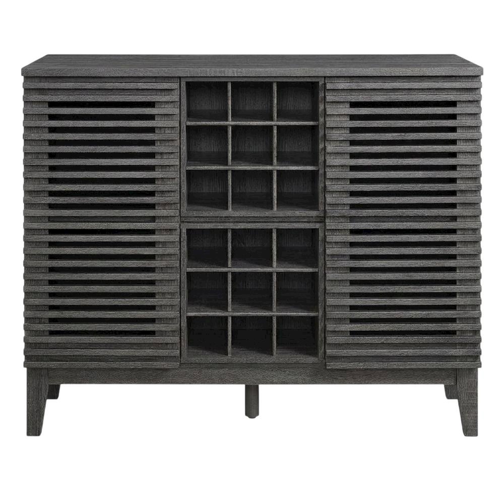 Charcoal Bar Cabinet, Bicast Leather, 46 Inch Wide, Modern Style. Picture 4