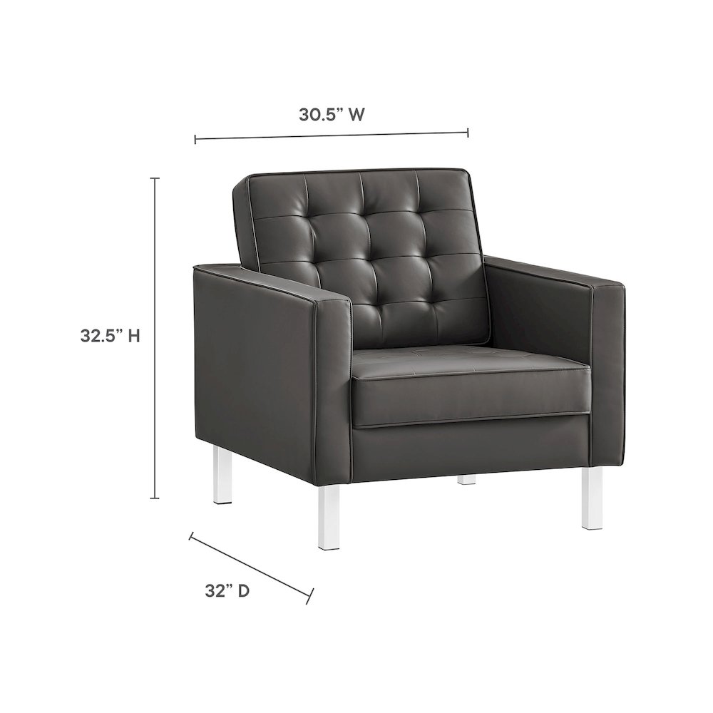 Loft Tufted Vegan Leather Armchair and Ottoman Set. Picture 3
