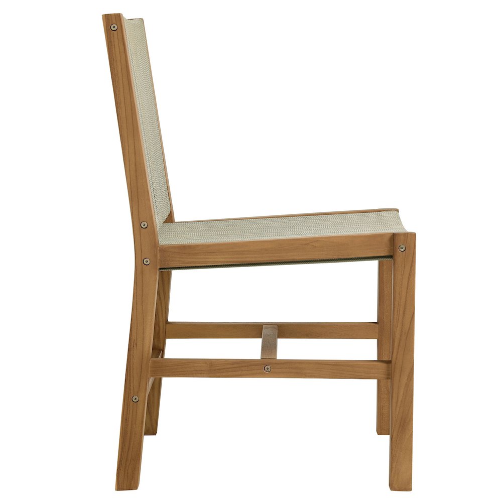 Vienna 5-Piece Outdoor Patio Teak and Rope Dining Set with Armless Chairs. Picture 7