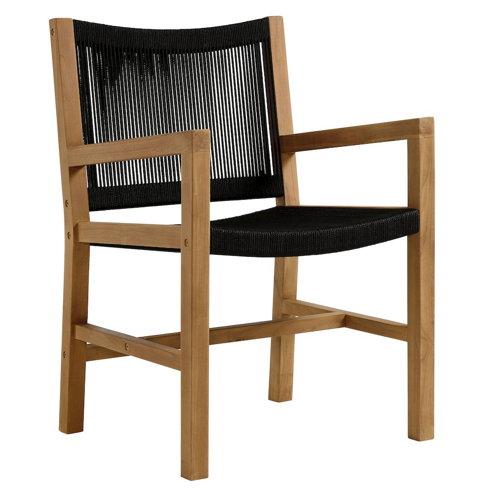 Vienna 5-Piece Outdoor Patio Teak and Rope Dining Set with Armchairs. Picture 5