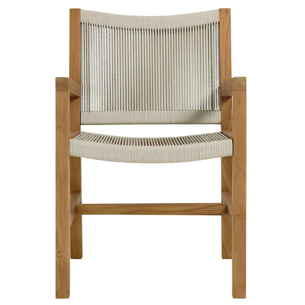 Vienna 5-Piece Outdoor Patio Teak and Rope Dining Set with Armchairs. Picture 9