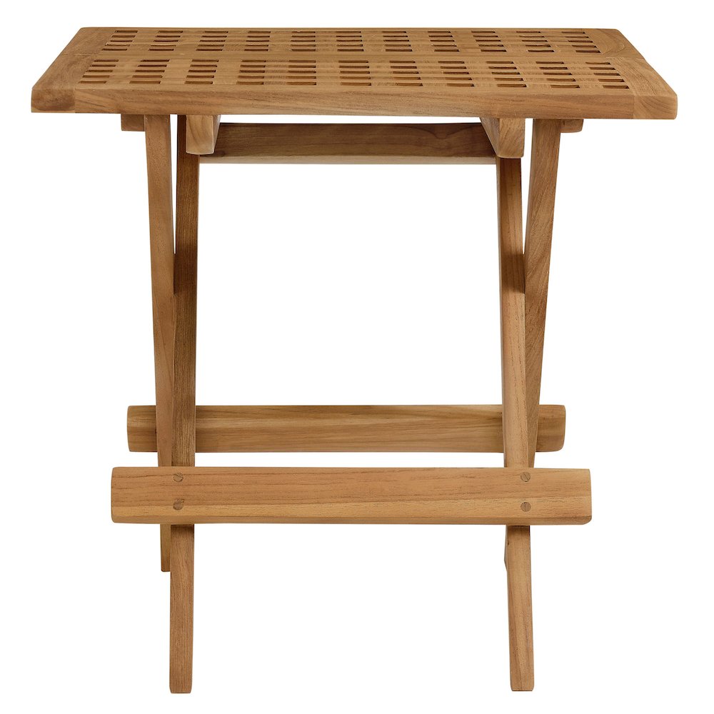 Vienna 3-Piece Outdoor Patio Teak and Rope Folding Lounge Chairs and Side Table. Picture 10