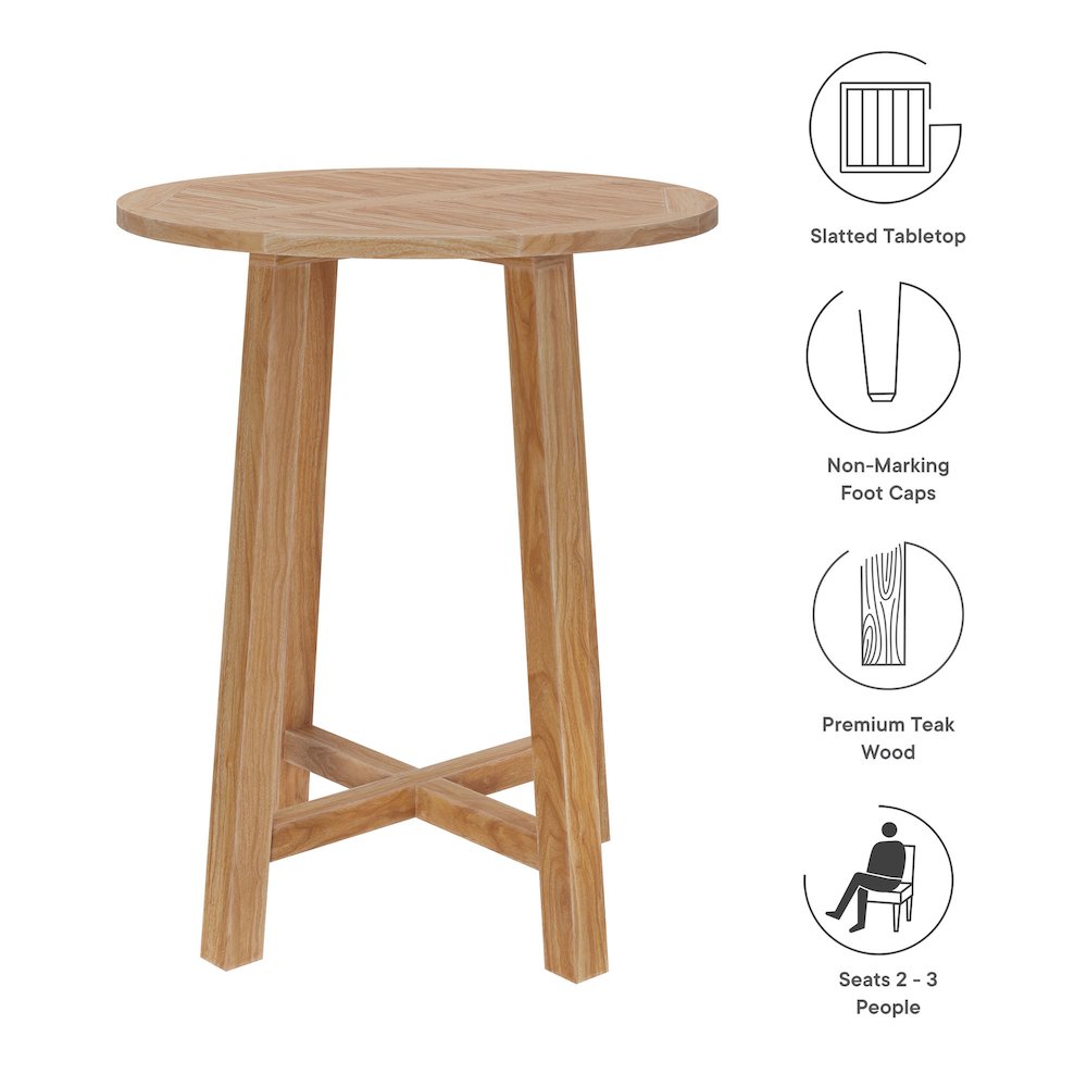 Wellspring 3-Piece Outdoor Patio Teak Wood Bar Set. Picture 6