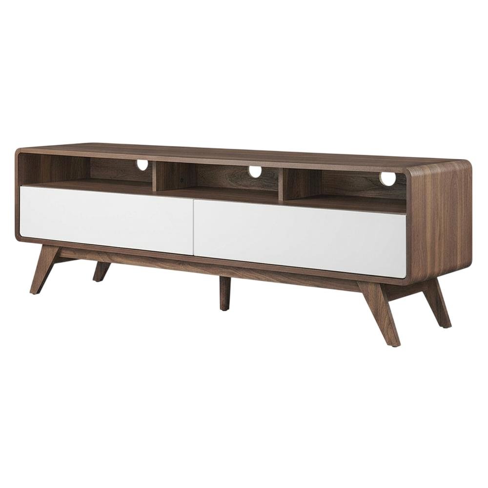 Wooden TV Stand in Brown with Spacious Storage and Sturdy Design. Picture 1