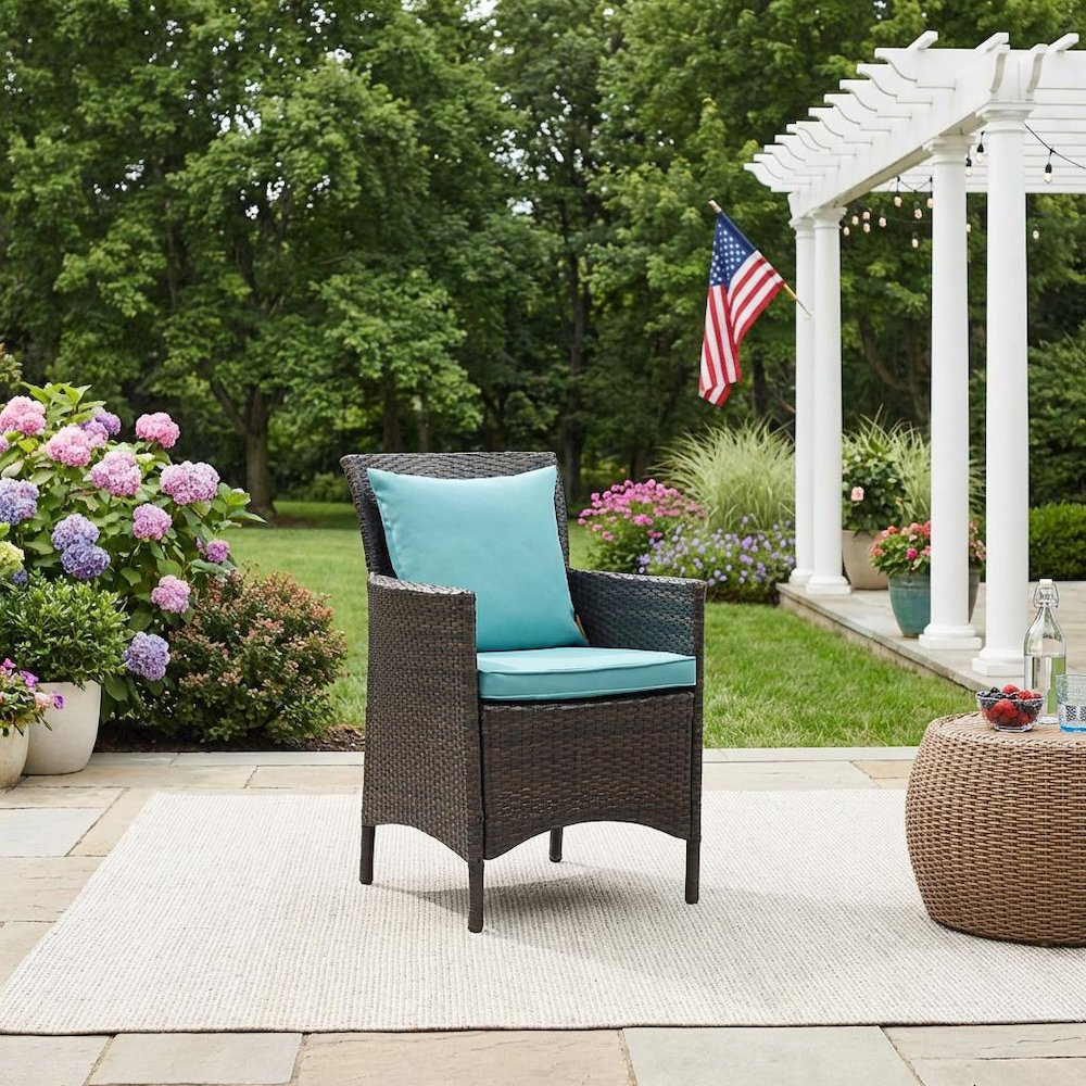 Outdoor Patio Wicker Rattan Dining Armchair With Cushioned Seat. Picture 3