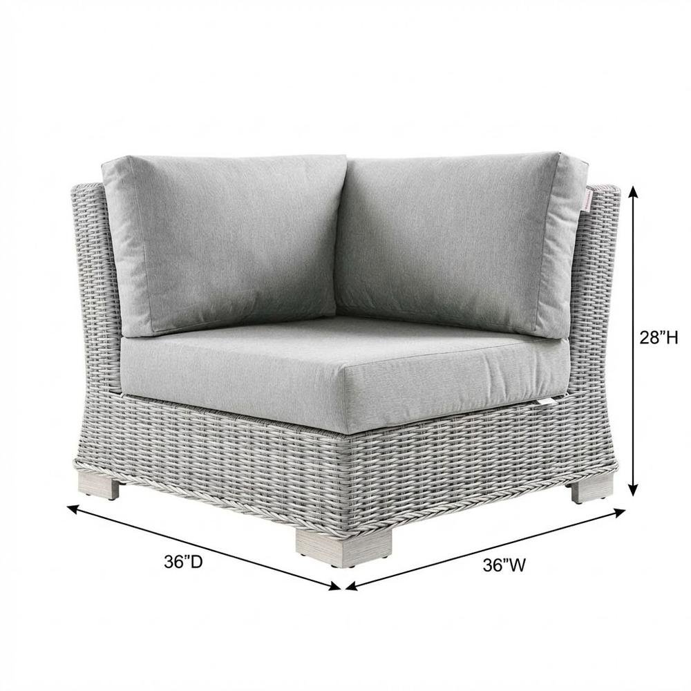 Outdoor Patio Wicker Rattan Corner Chair With Cushioned Seating. Picture 7