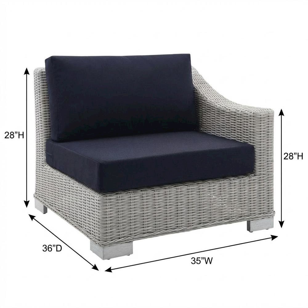 Outdoor Lounge Chair With Wicker Rattan Armrest For Patio Comfort. Picture 7