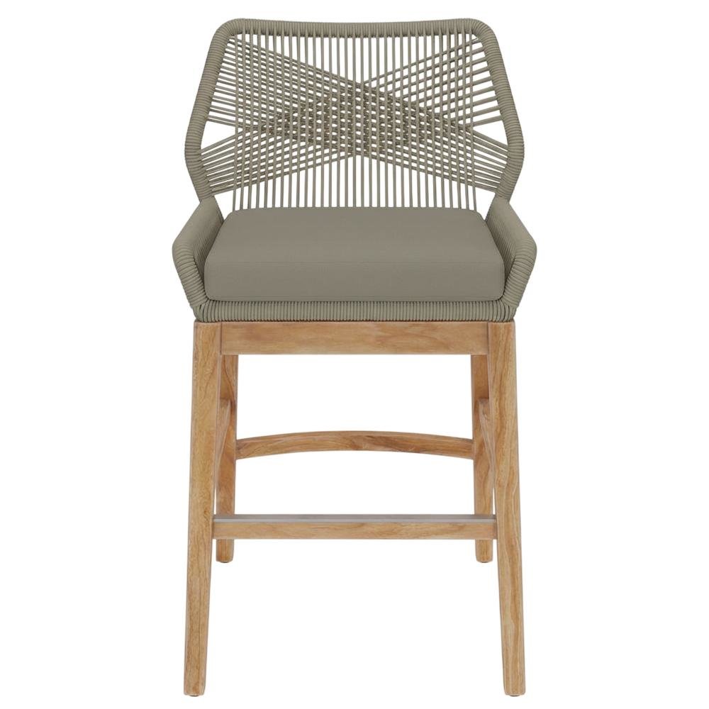 Teak, Rope Outdoor Counter Stool, Weather-Resistant Material, Patio Use. Picture 4