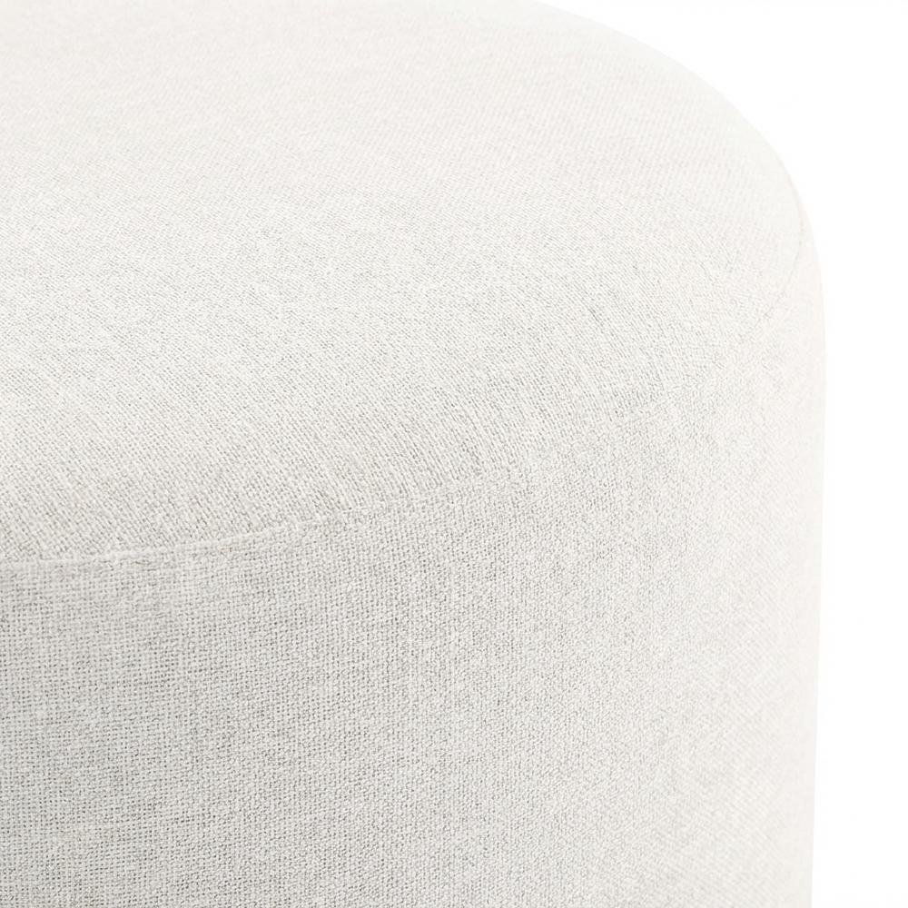 Woven Heathered Fabric Outdoor Ottoman with Cushioned Top in Neutral Tone. Picture 5