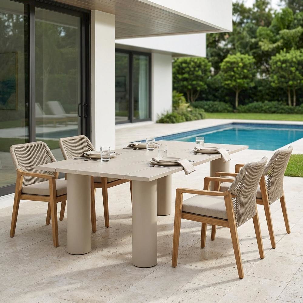Outdoor Patio 87" Rectangular Aluminum Dining Table With Durable Frame. Picture 3