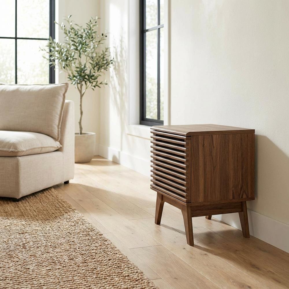 Wood Vinyl Record Display Stand in Brown, Compact Design, Durable Construction. Picture 3