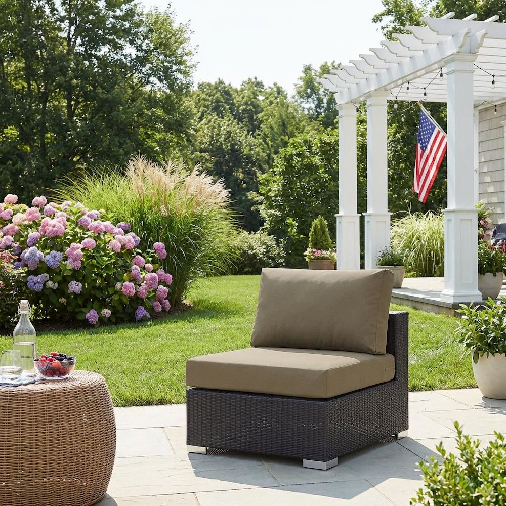 Outdoor Patio Armless Lounge Chair With Cushions For Comfortable Seating. Picture 3