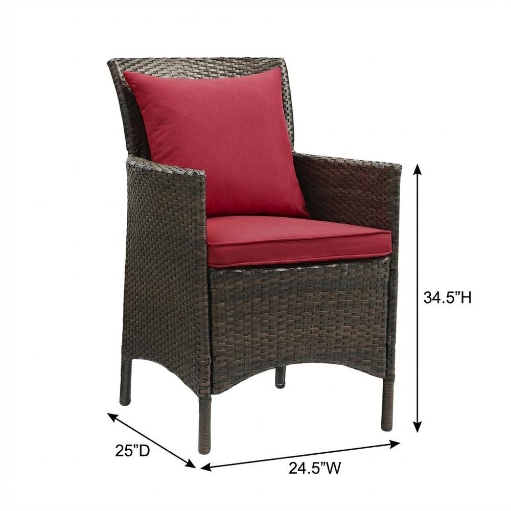 Outdoor Patio Wicker Rattan Lounge Armchair With Armrests And Cushioned Seat. Picture 7