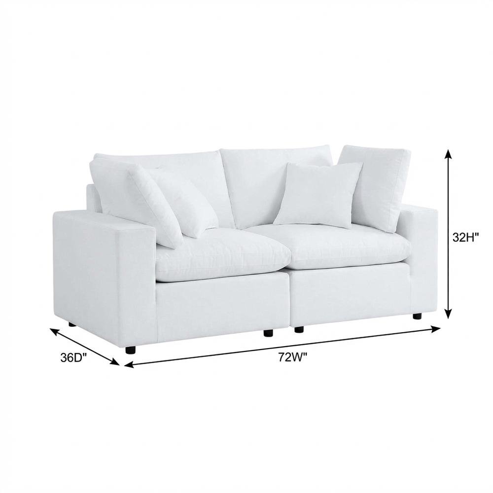 Outdoor Loveseat In Neutral Fabric With Comfortable Cushions. Picture 7