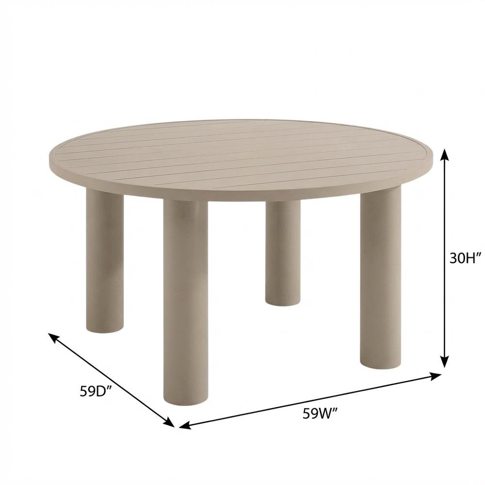 Aluminum Outdoor Dining Table with Round Top and Sturdy Base. Picture 7