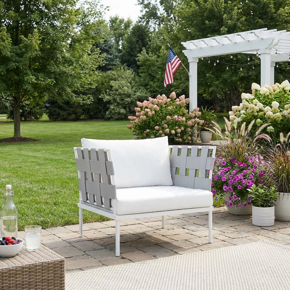 Outdoor Patio Aluminum Armchair With Sturdy Frame And Comfortable Seat. Picture 3
