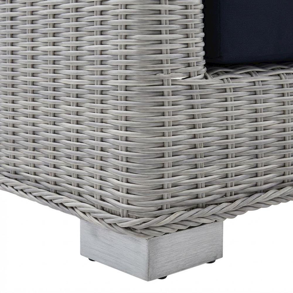 Outdoor Lounge Chair With Wicker Rattan Armrest For Patio Comfort. Picture 6