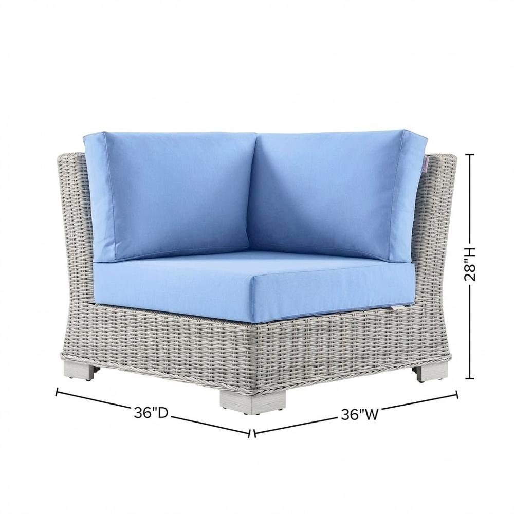 Outdoor Patio Wicker Rattan Corner Chair With Plush Seat Cushion. Picture 7