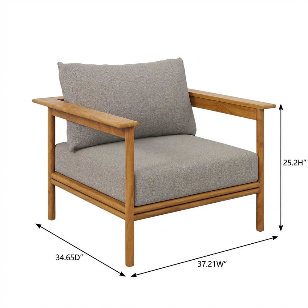 Teak Wood Outdoor Patio Armchair for Garden and Porch Relaxation. Picture 7