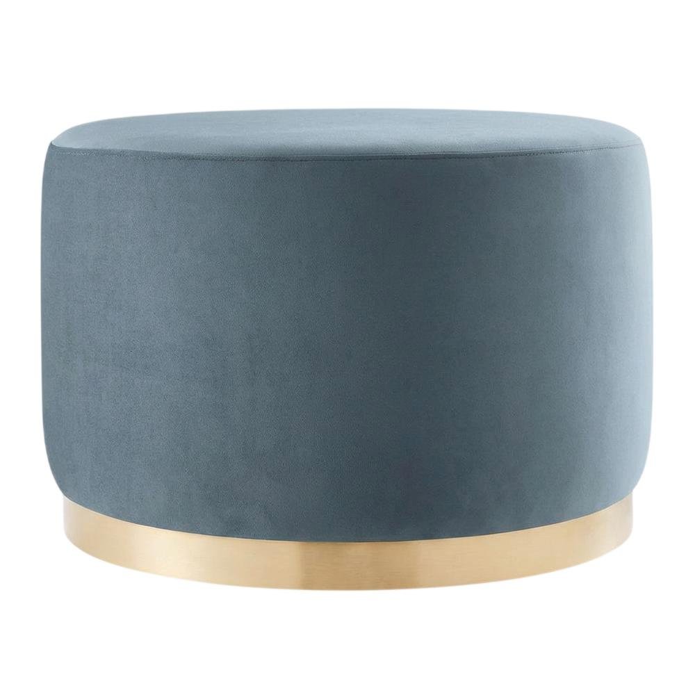 Velvet Upholstered Ottoman with Performance Finish for Outdoor Use. Picture 4