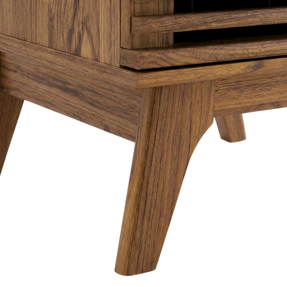 Wood Vinyl Record Display Stand in Brown, Compact Design, Durable Construction. Picture 6