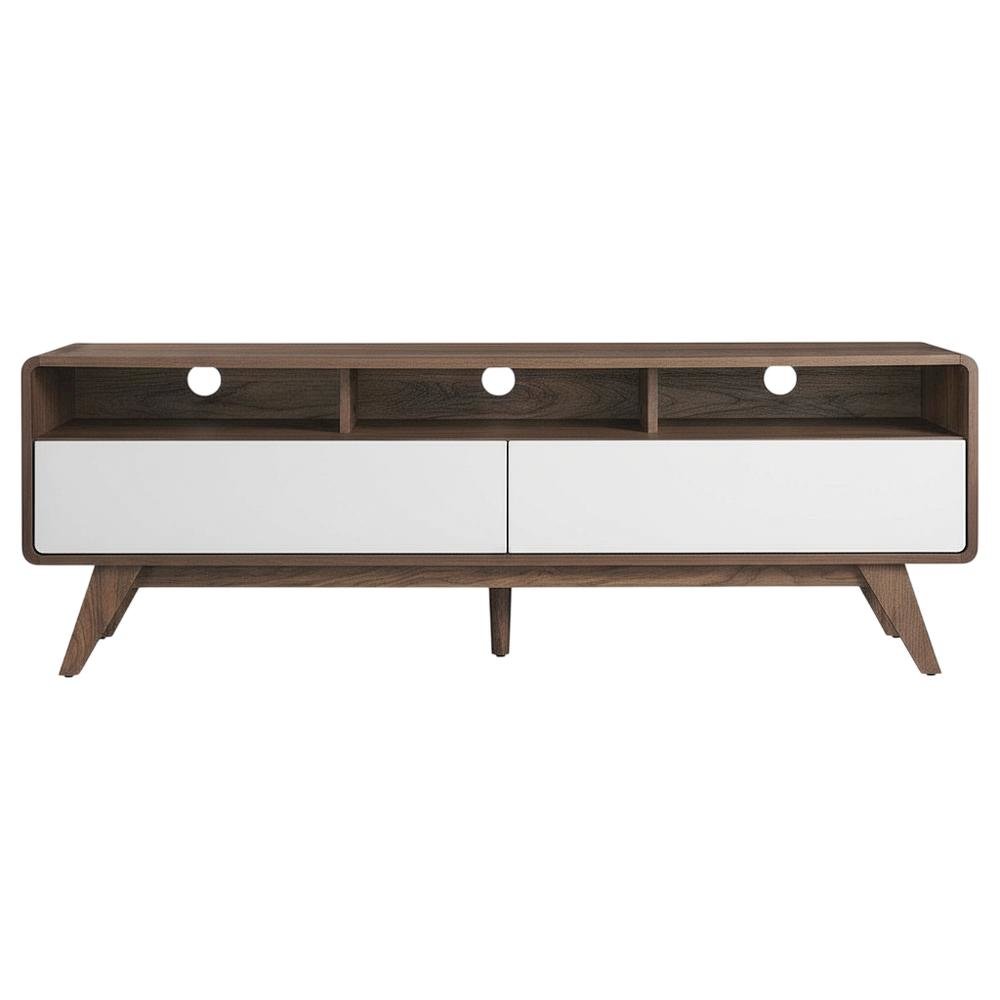 Wooden TV Stand in Brown with Spacious Storage and Sturdy Design. Picture 4