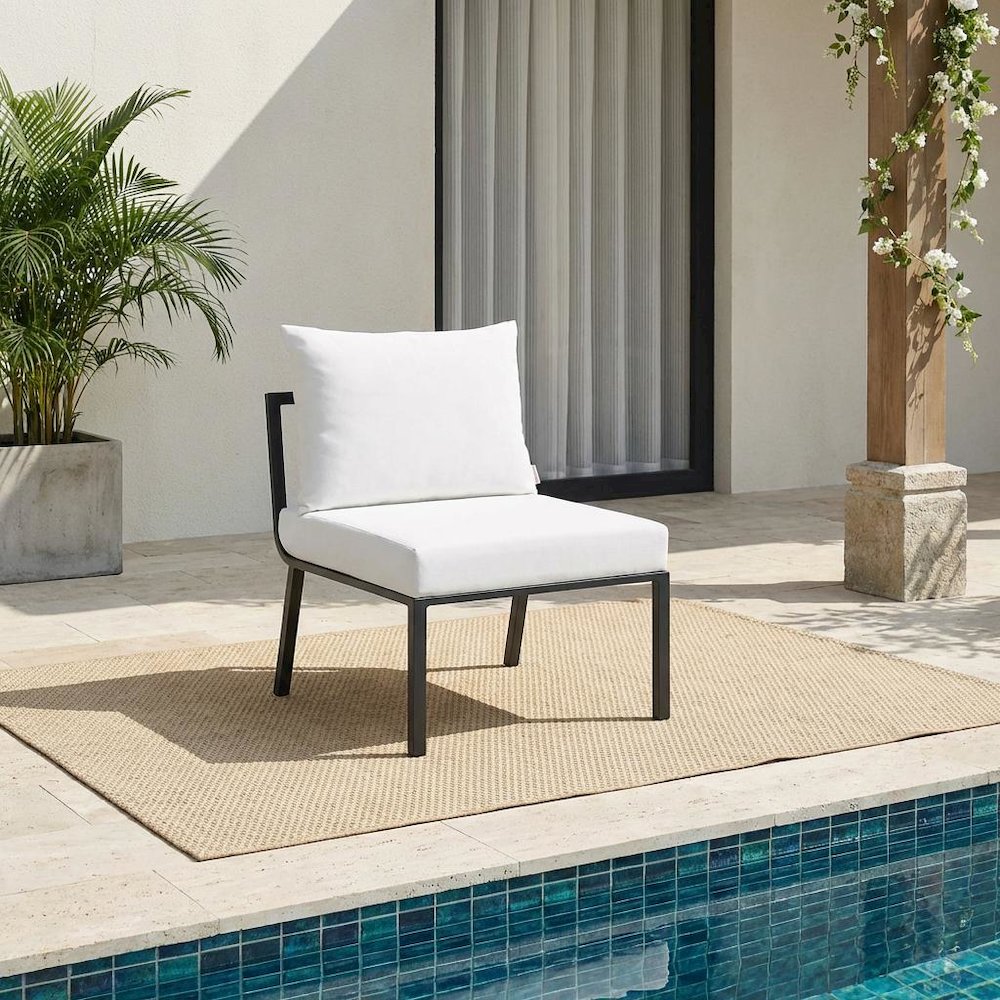 Outdoor Patio Aluminum Armless Lounge Chair With Cushioned Seat And Backrest. Picture 2