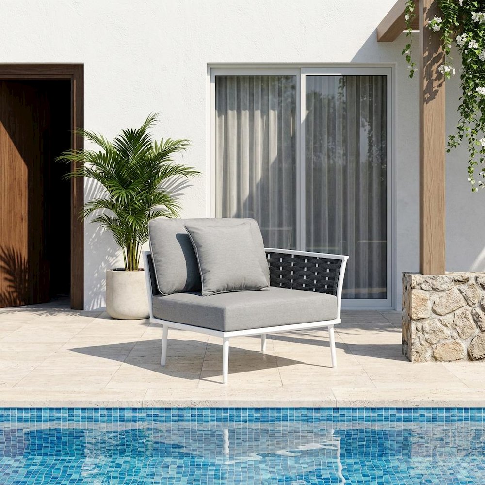 Outdoor Aluminum Lounge Chair With Right-Facing Armrest For Patio Relaxation. Picture 2