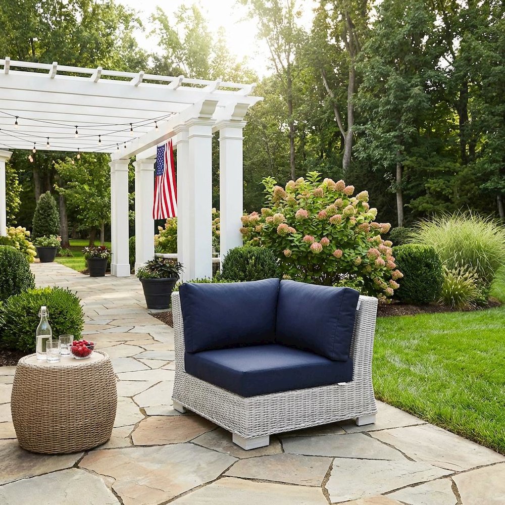 Outdoor Wicker Rattan Corner Chair For Patio Lounge Use. Picture 3