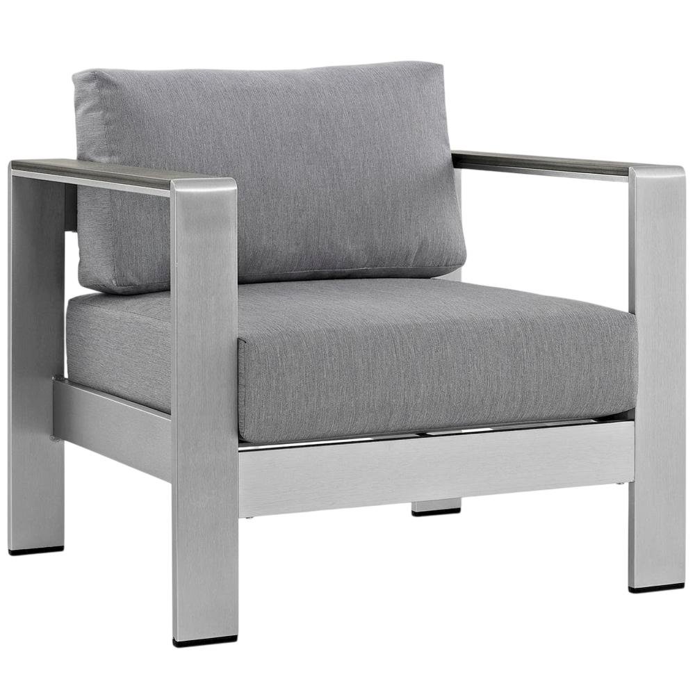Aluminum Outdoor Lounge Armchair With Armrest And Sturdy Frame. Picture 1