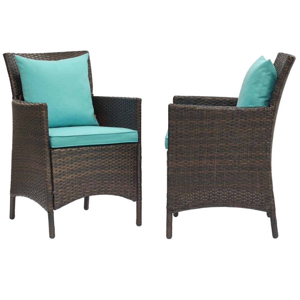 Set Of 2 Outdoor Wicker Dining Armchairs With Comfortable Armrests. Picture 1
