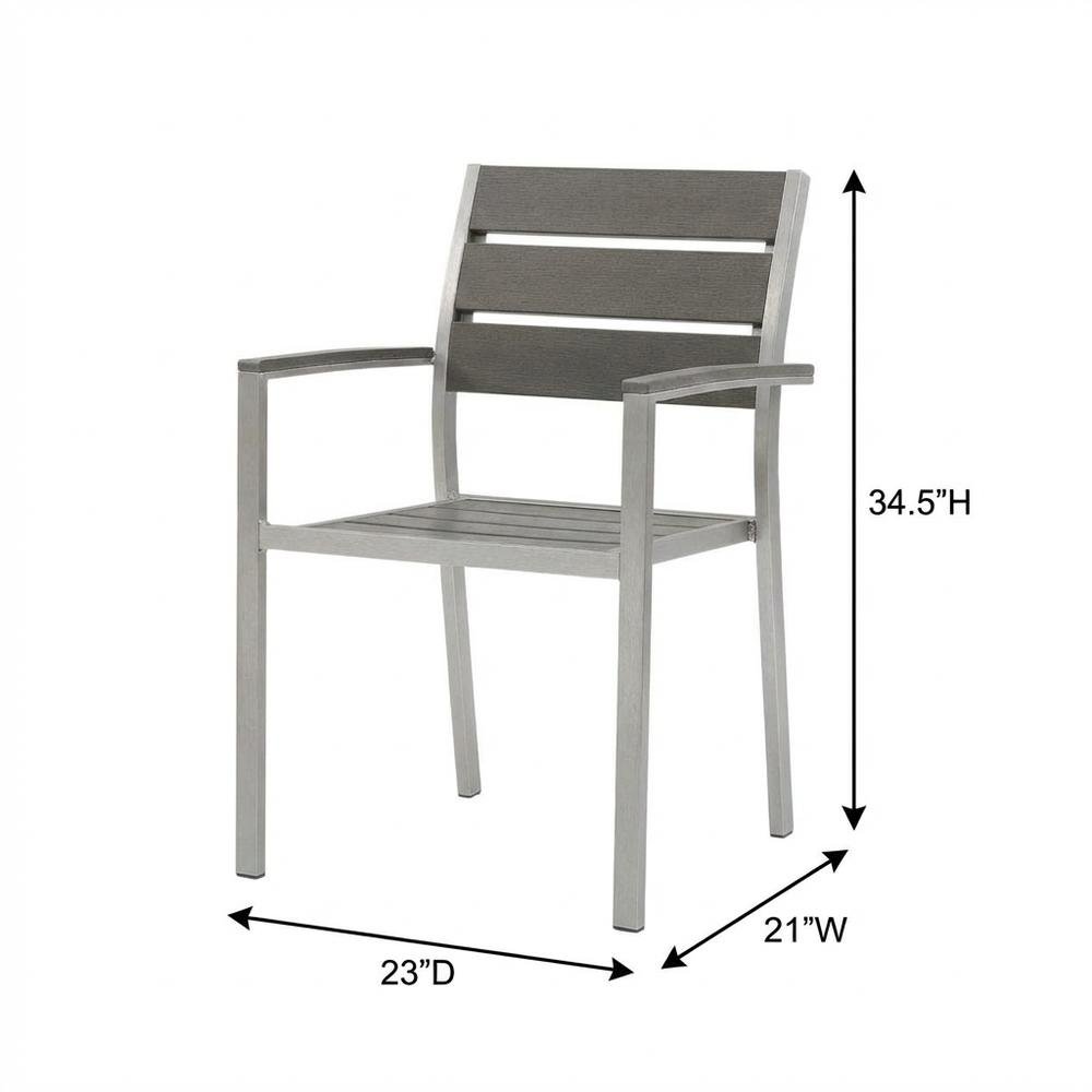 Aluminum Outdoor Patio Dining Armchair With Comfortable Backrest. Picture 7