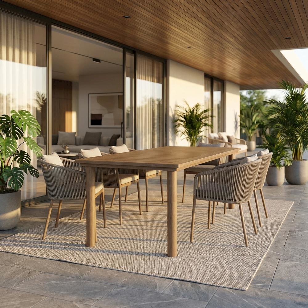 Metal Outdoor Dining Table, 76-Inch Length, Aluminum Construction. Picture 2