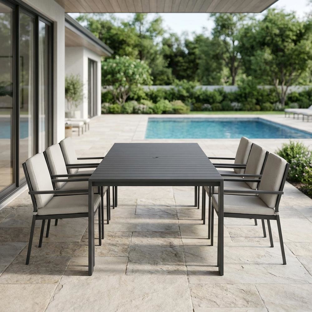 Outdoor Rectangular Table With Aluminum Frame For Patio Dining. Picture 3