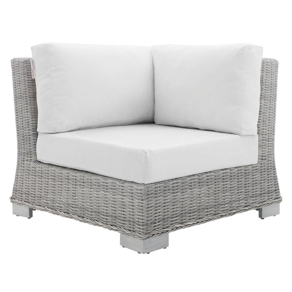 Outdoor Patio Wicker Rattan Corner Chair With Backrest And Seat Cushion. Picture 1