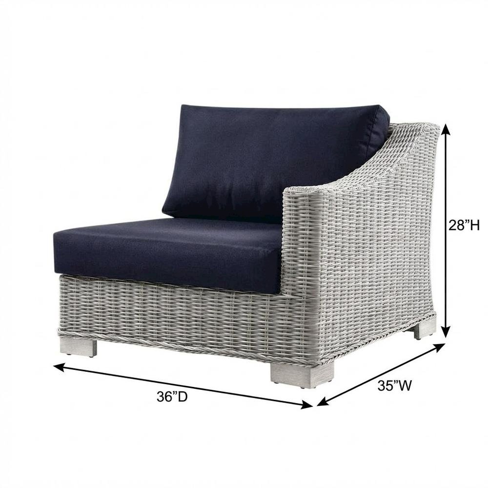 Outdoor Patio Wicker Rattan Left-Arm Lounge Chair With Armrest And Durable Build. Picture 7