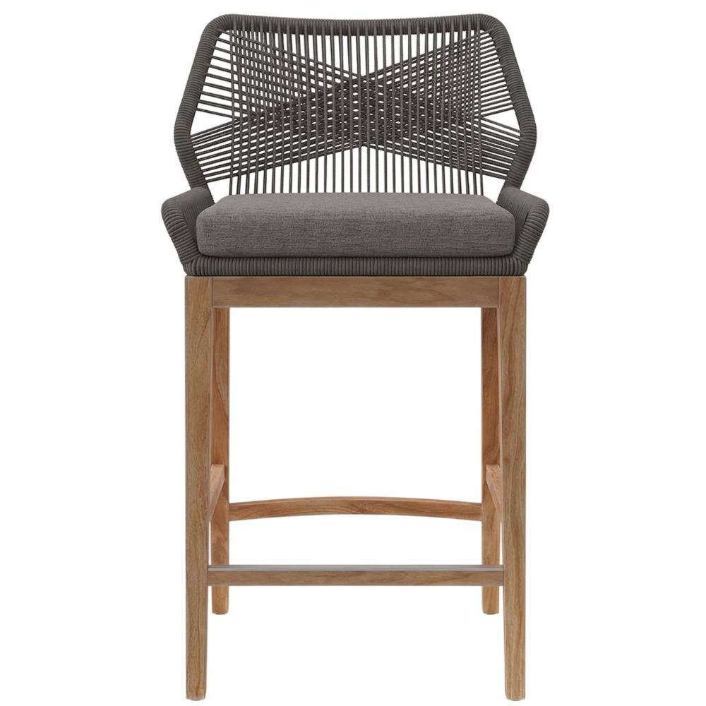 Teak Wood Outdoor Bar Stool With Footrest For Patio Dining. Picture 4