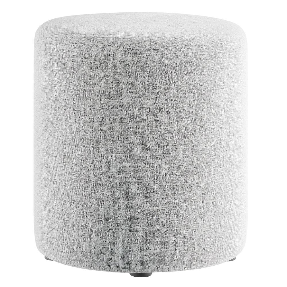 16" Round Heathered Fabric Upholstered Ottoman for Outdoor Living. Picture 1