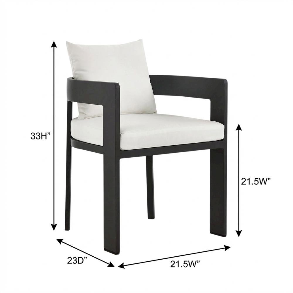 Aluminum Outdoor Patio Dining Chair with Cushioned Seat and Stylish Design. Picture 7