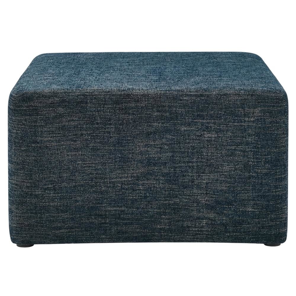 Square Woven Heathered Fabric Ottoman with Cushioned Top for Outdoor Lounge. Picture 4