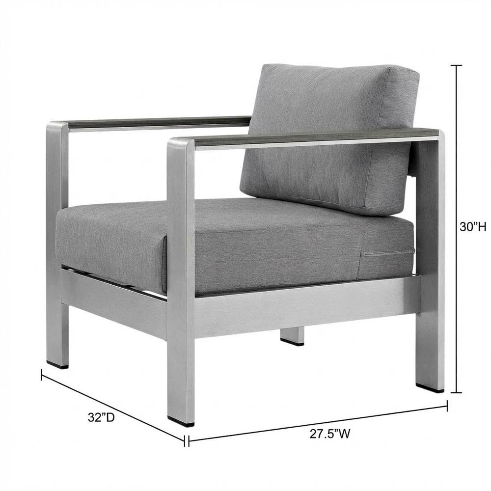 Aluminum Outdoor Lounge Armchair With Armrest And Sturdy Frame. Picture 7