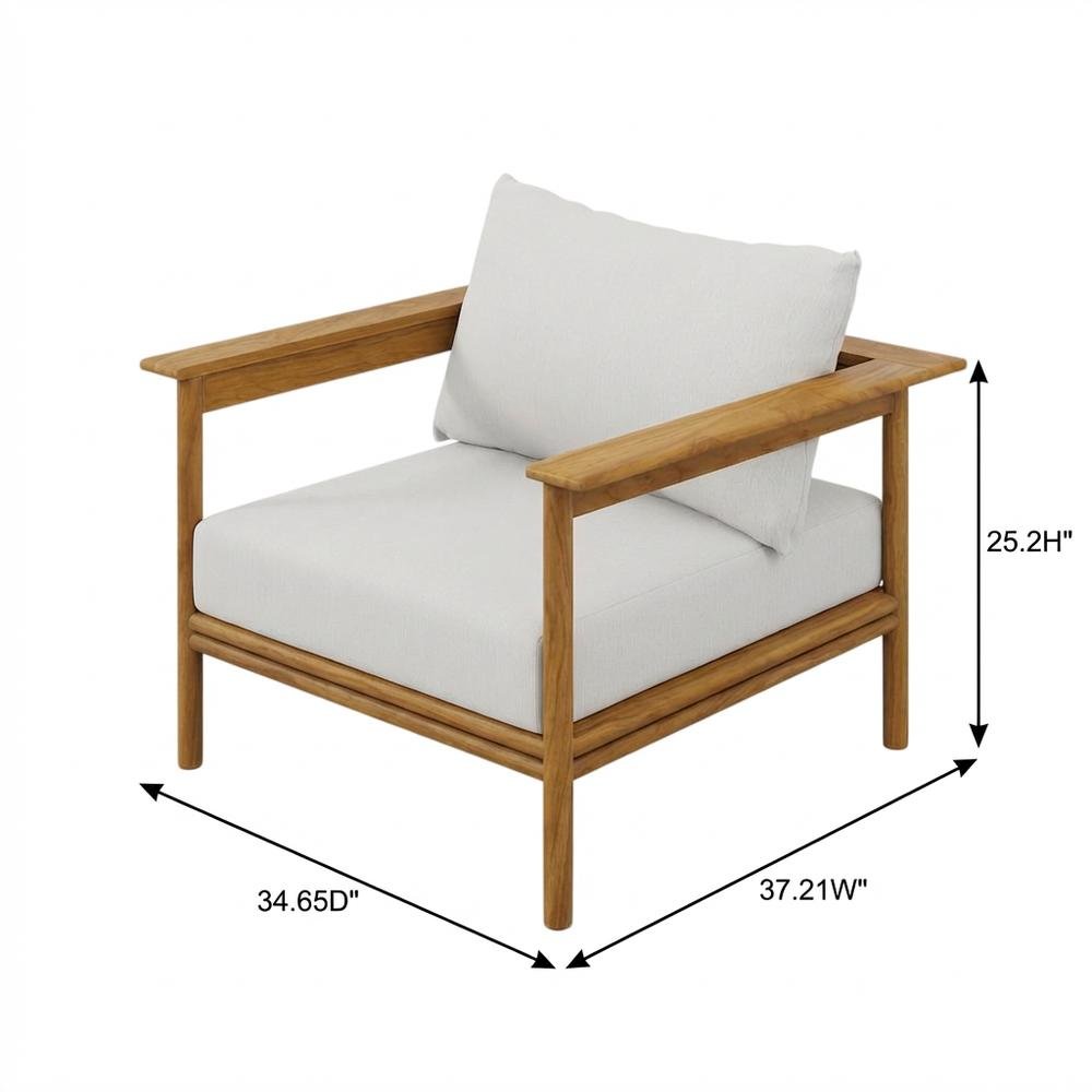 Set of 2 Outdoor Teak Wood Armchairs for Patio Lounge Comfort. Picture 7
