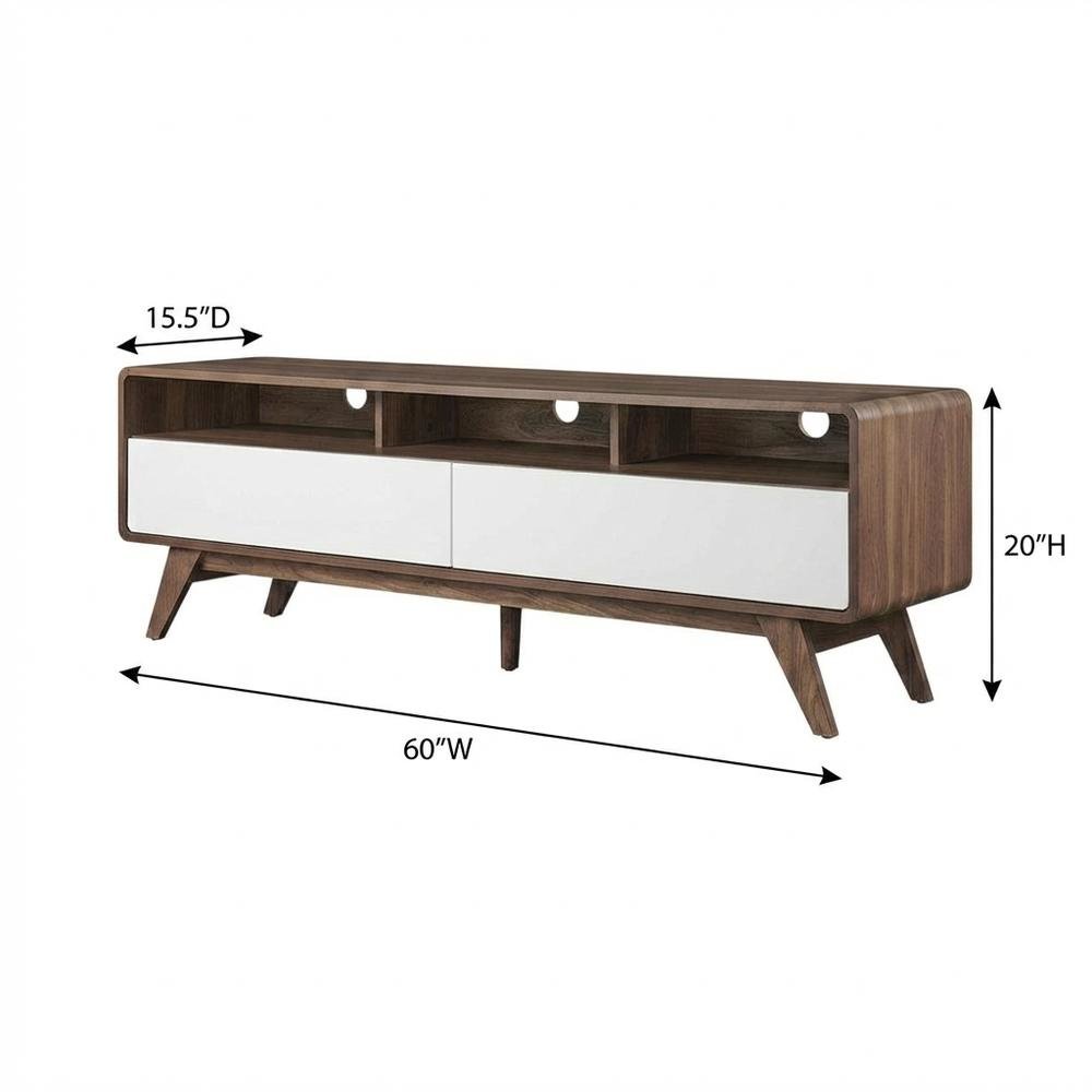 Wooden TV Stand in Brown with Spacious Storage and Sturdy Design. Picture 7