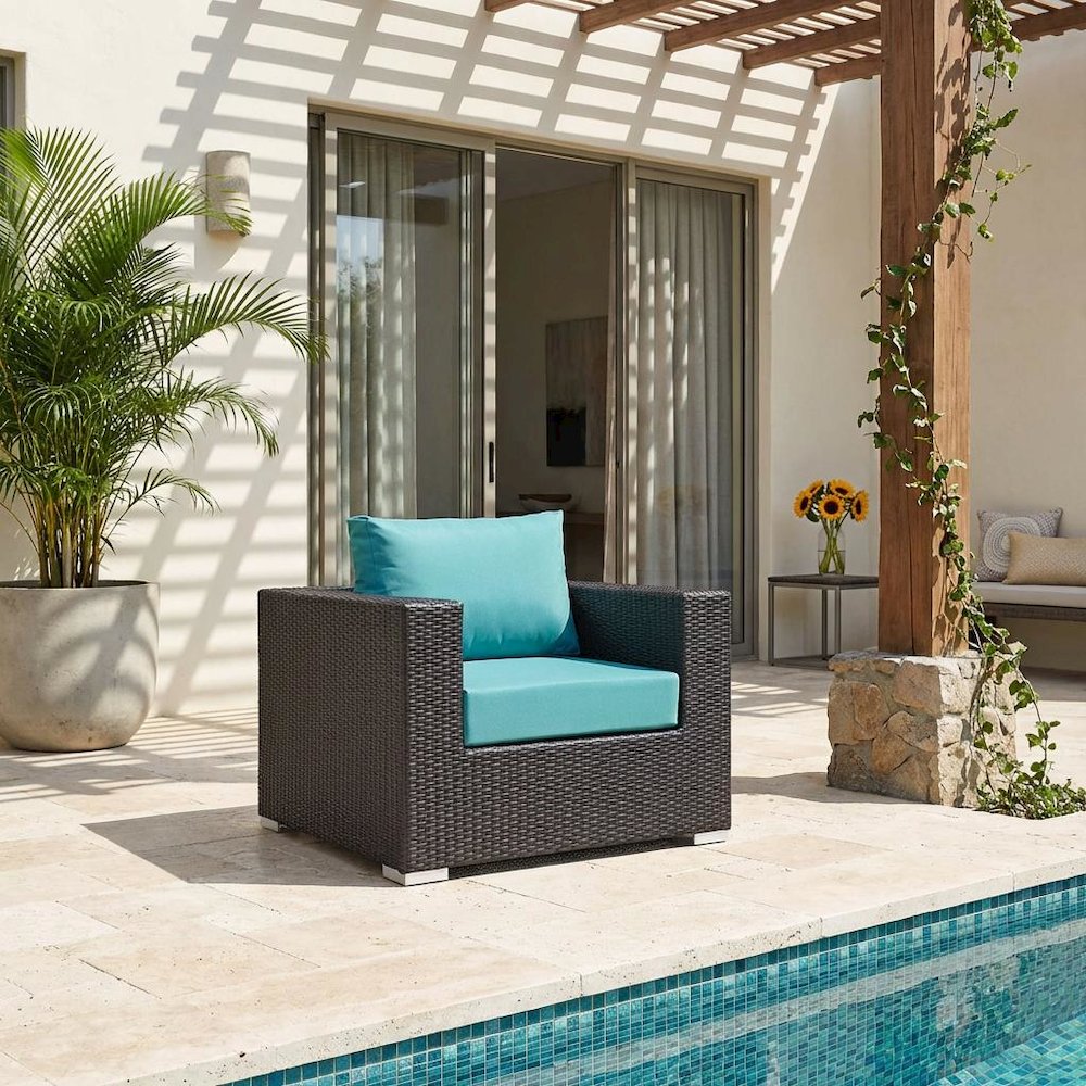 Outdoor Patio Armchair With Cushioned Seat And Backrest For Comfort. Picture 2