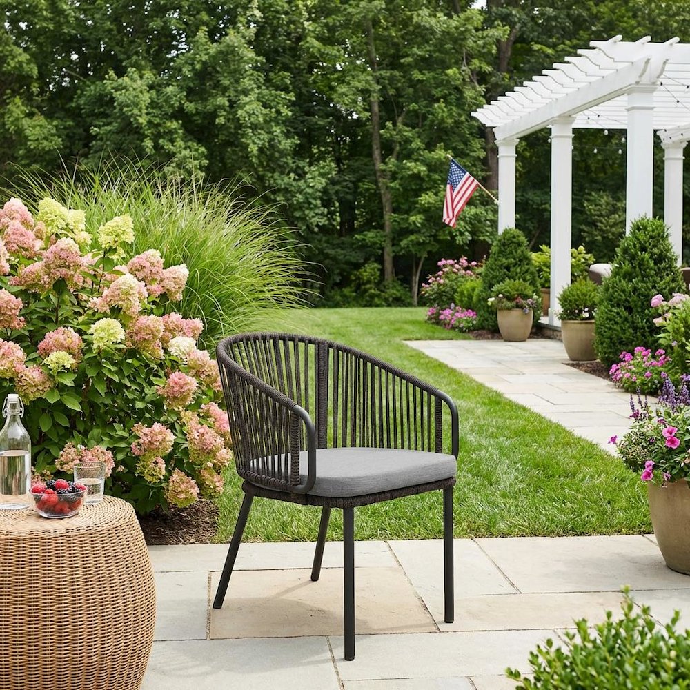 Outdoor Patio Armchair With Cushioned Seat And Armrests. Picture 3