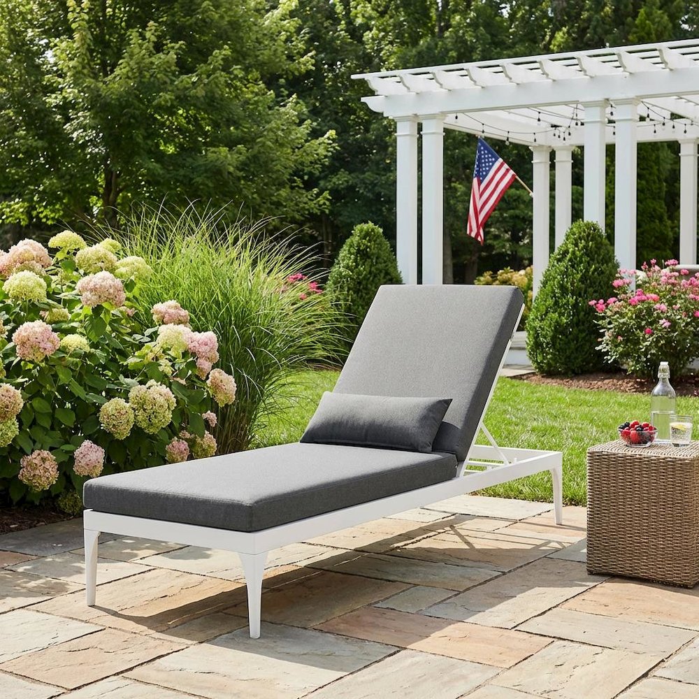 Outdoor Patio Chaise Lounge Chair In Sleek Design With Cushioned Seat. Picture 3