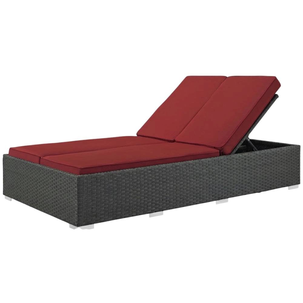 Outdoor Patio Double Chaise With Cushioned Seat And Sturdy Frame. Picture 1