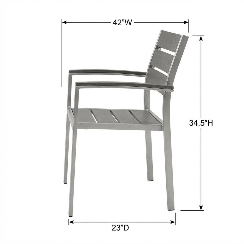 Aluminum Outdoor Patio Dining Armchairs Set Of 2 With Armrests. Picture 7